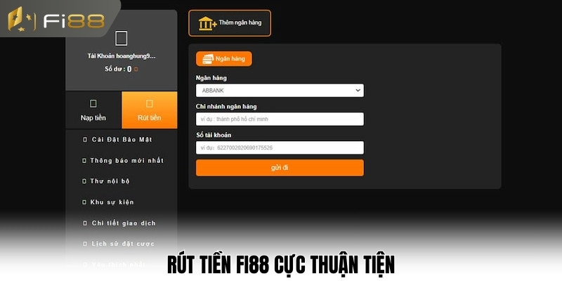 Rút tiền Fi88 cực thuận tiện
